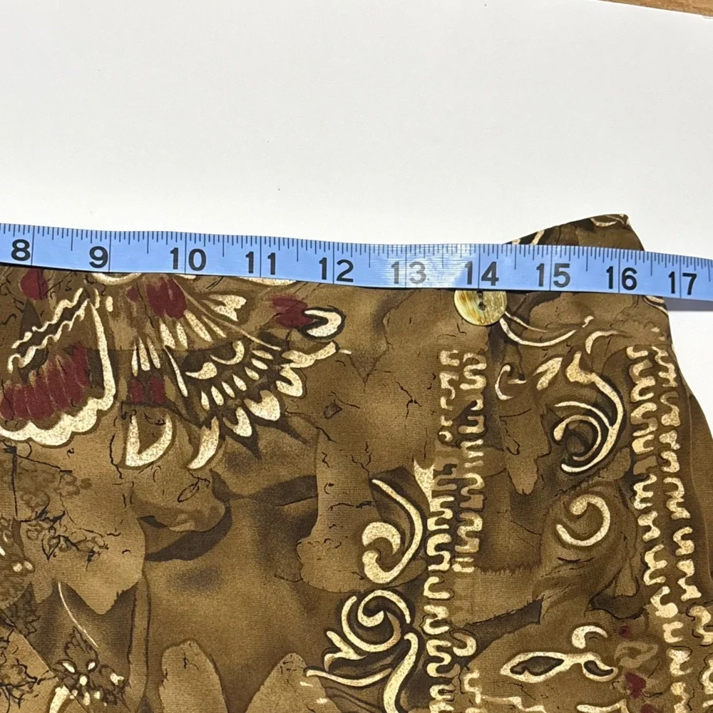 100% silk 90s boho earthy goth wrap skirt, Dana Buchman size 14 - Picture 6 of 11